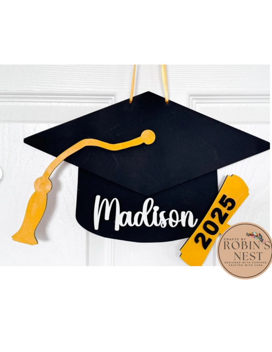 PreOrder - Grad Hat - specify name, year, up to 3 colors and school name (optional for color hues)