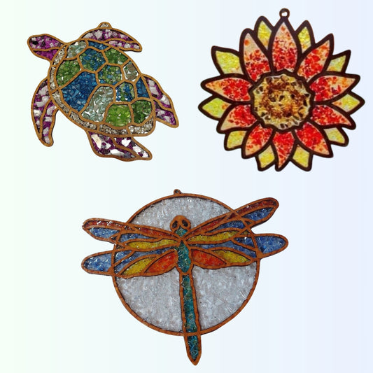 DIY Crushed Stained Glass & Resin Suncatcher