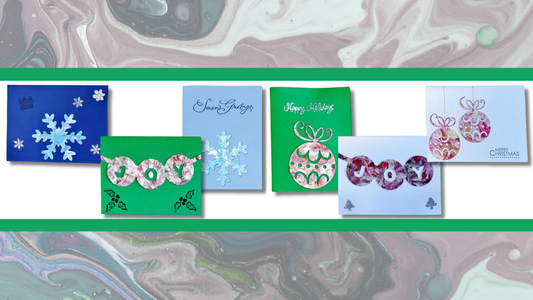 Stamped Pour Paint Cards