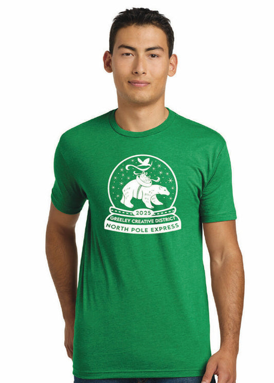 Man wearing a green t-shirt with the WinterFest 2025 logo in white